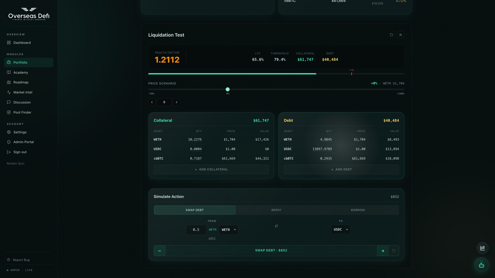 Liquidation Test — stress-test any position before prices move